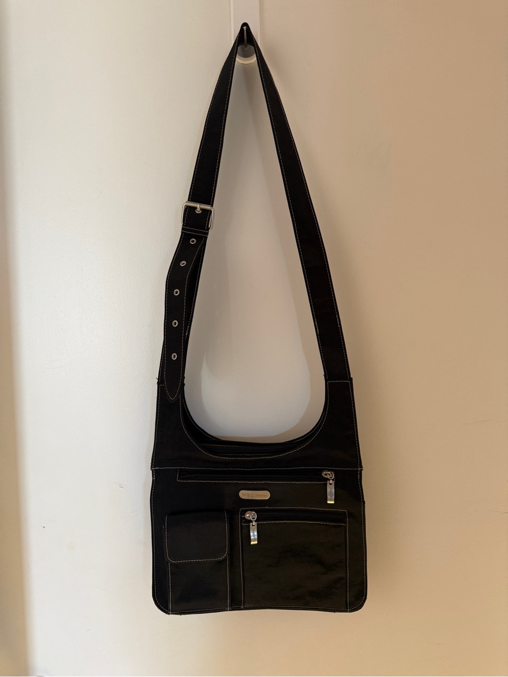 Baggallini Black Nylon Crossbody Shoulder Bag Adjustable Strap Y2K Utility